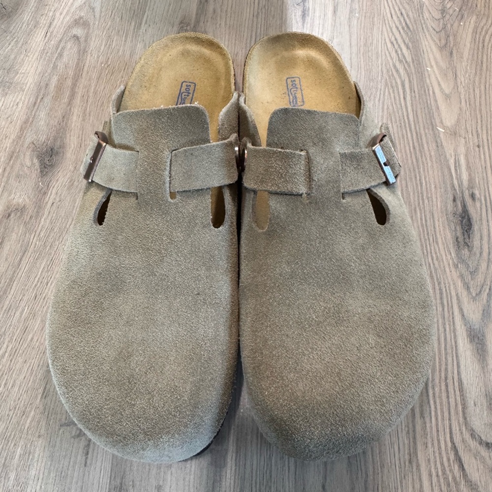 Birkenstock Taupe Suede Slip-On Clogs